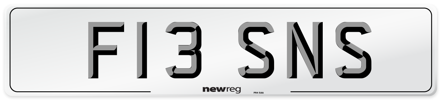 F13 SNS Number Plate from New Reg